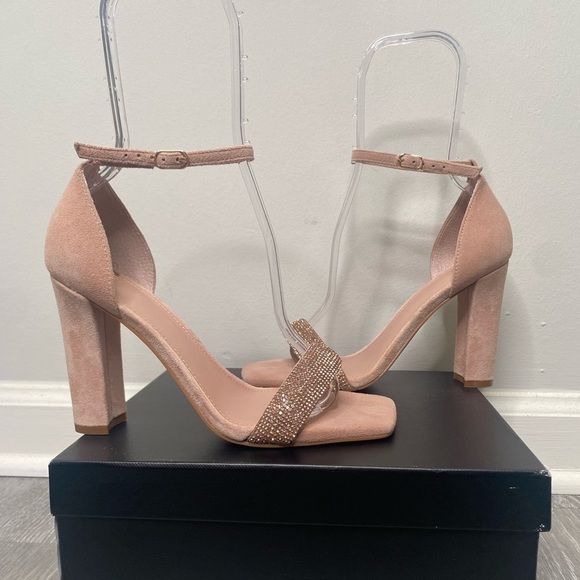 NEW Marc Fisher Angelo Ankle Strap Heels with Rhinestones Suede Size 7.5 - Picture 10 of 17